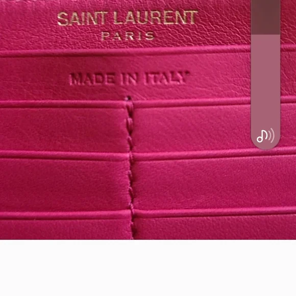Saint Laurent Pink Leather Clutch with Gold Accent
